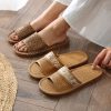 Woven Rattan Slippers for Men, Indoor Home Use, Couples, Thick Soft Sweat-Absorbing Breathable Cool Slippers for Men