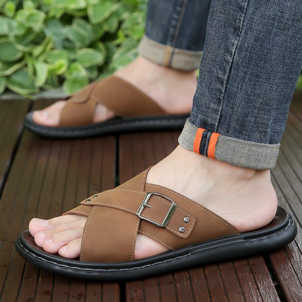Men's High-end Sandals, Simple and Comfortable Slip-on Slippers for Men to Wear Outside
