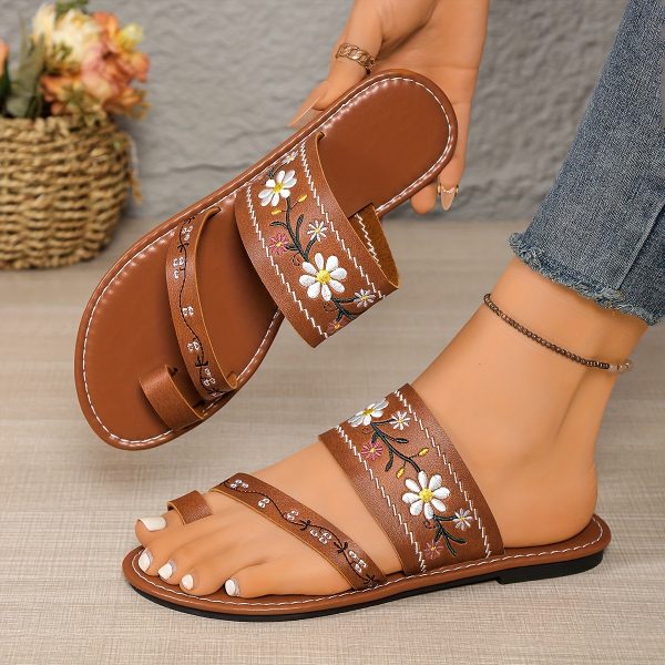 New Women's Toe Flat Sandals, Ethnic Style Beach Sandals, Suitable for Beach, Home, And Vacation, Women Shoes