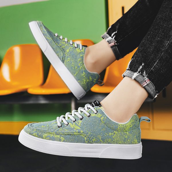 Men's Spring New Arrival Niche Canvas Casual Shoes for Middle School Students, Platform Sole Anti-Slip Sports Skate Shoes