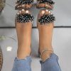 Ladies' New Style PVC Sandals with Rhinestone Beads and Open Toe | Korean Fashion Jelly Flat Heels, Slip-on Closure