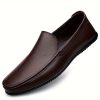 Men's Genuine Leather Business Casual Shoes, High-End Hand-Stitched Fashion Solid Color All-Season Casual Shoes