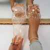 Ladies' New Style PVC Sandals with Rhinestone Beads and Open Toe | Korean Fashion Jelly Flat Heels, Slip-on Closure