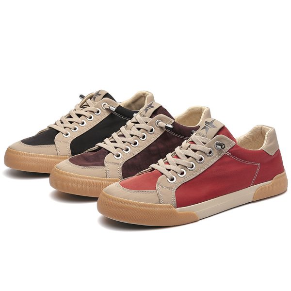2026 Spring Fashion Men's Shoes Low-top Flat Lace-up Canvas Shoes Solid Color Niche Casual Shoes Men's Breathable Sneakers