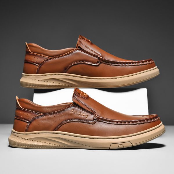 Men'S Trendy Slip-On Shoes Made of Genuine Leather, Perfect for Casual Wear in Spring And Summer
