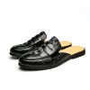 Men's Closed-toe Slip-on Dress Shoes, Crocodile Pattern Slip-on Shoes, Men's Heelless Korean-style Fashion Slippers