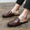 Men's Closed-toe Slip-on Dress Shoes, Crocodile Pattern Slip-on Shoes, Men's Heelless Korean-style Fashion Slippers
