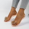 Ladies' New Style PVC Sandals with Rhinestone Beads and Open Toe | Korean Fashion Jelly Flat Heels, Slip-on Closure