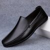 Men's Genuine Leather Business Casual Shoes, High-End Hand-Stitched Fashion Solid Color All-Season Casual Shoes
