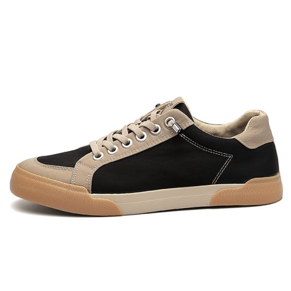 2026 Spring Fashion Men's Shoes Low-top Flat Lace-up Canvas Shoes Solid Color Niche Casual Shoes Men's Breathable Sneakers