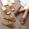 Woven Rattan Slippers for Men, Indoor Home Use, Couples, Thick Soft Sweat-Absorbing Breathable Cool Slippers for Men
