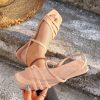 5ecd6fa6-d861-4b4d-b423-29e5b6935c61 New Summer Women's Cross-Strap Flat Sandals, Casual Roman-Style Lace-Up Sandals, Available in Light Blue, Black, Green, Brown, Burgundy, Pink, Orange, Purple, for Lotus Root Pink, Etc. Comfortable Flat-soled Beach Slippers, Fashionable Sandals