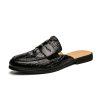 Men's Closed-toe Slip-on Dress Shoes, Crocodile Pattern Slip-on Shoes, Men's Heelless Korean-style Fashion Slippers