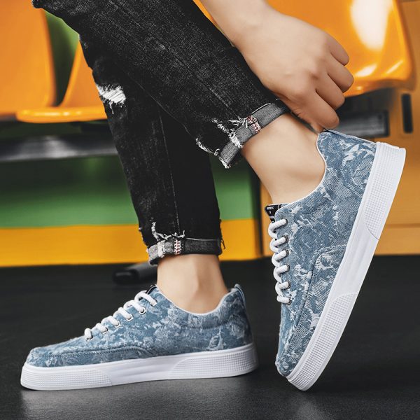 Men's Spring New Arrival Niche Canvas Casual Shoes for Middle School Students, Platform Sole Anti-Slip Sports Skate Shoes