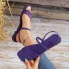 685218da-788d-43ed-91ed-c282aed49764 New Summer Women's Cross-Strap Flat Sandals, Casual Roman-Style Lace-Up Sandals, Available in Light Blue, Black, Green, Brown, Burgundy, Pink, Orange, Purple, for Lotus Root Pink, Etc. Comfortable Flat-soled Beach Slippers, Fashionable Sandals