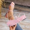 706d967e-c042-492f-8248-c9f6d5db4b54 New Summer Women's Cross-Strap Flat Sandals, Casual Roman-Style Lace-Up Sandals, Available in Light Blue, Black, Green, Brown, Burgundy, Pink, Orange, Purple, for Lotus Root Pink, Etc. Comfortable Flat-soled Beach Slippers, Fashionable Sandals