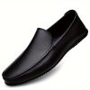 Men's Genuine Leather Business Casual Shoes, High-End Hand-Stitched Fashion Solid Color All-Season Casual Shoes