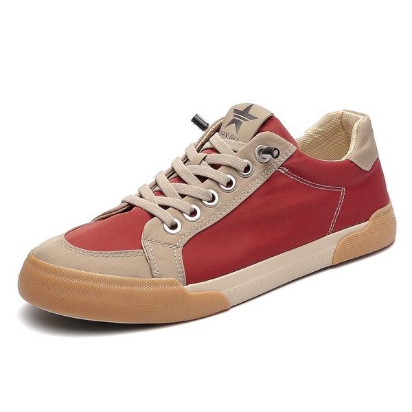 2026 Spring Fashion Men's Shoes Low-top Flat Lace-up Canvas Shoes Solid Color Niche Casual Shoes Men's Breathable Sneakers