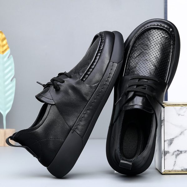 7c2a3d05885d43bf92231db185163e3f-goods Men'S Genuine Leather Shoes | Optional Velvet-Non-Slip Slip-Onu002FLace-Up Closure, Breathable Low-Top Design, Thickened Cushioning Eva Insole And Non-Slip Rubber Sole - Suitable For Office All-Season Business Casual Shoes
