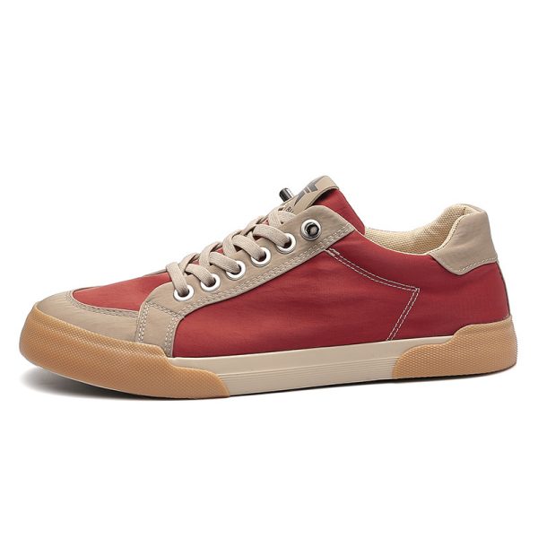 2026 Spring Fashion Men's Shoes Low-top Flat Lace-up Canvas Shoes Solid Color Niche Casual Shoes Men's Breathable Sneakers
