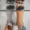 Ladies' New Style PVC Sandals with Rhinestone Beads and Open Toe | Korean Fashion Jelly Flat Heels, Slip-on Closure