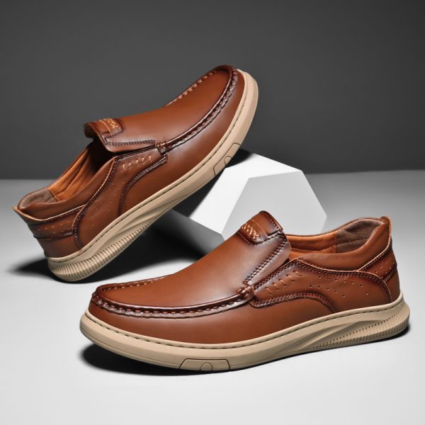 Men'S Trendy Slip-On Shoes Made of Genuine Leather, Perfect for Casual Wear in Spring And Summer