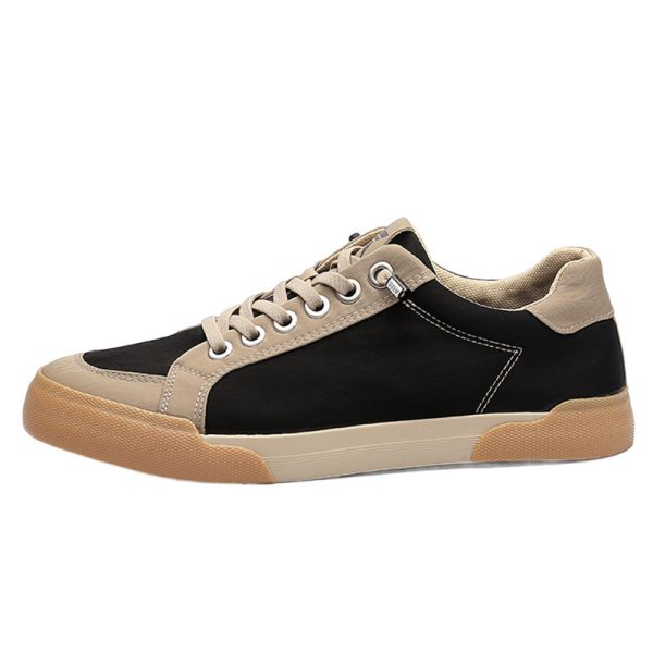 2026 Spring Fashion Men's Shoes Low-top Flat Lace-up Canvas Shoes Solid Color Niche Casual Shoes Men's Breathable Sneakers