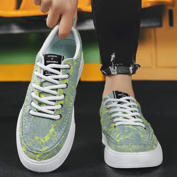 Men's Spring New Arrival Niche Canvas Casual Shoes for Middle School Students, Platform Sole Anti-Slip Sports Skate Shoes