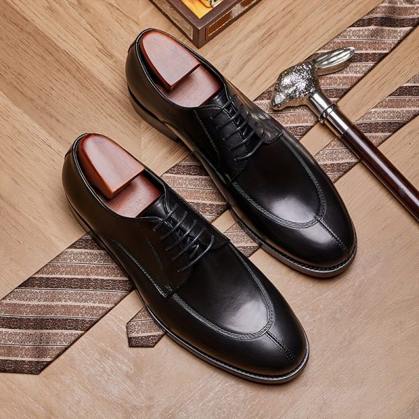 Handmade Men's Dress Shoes, Business Derby Shoes, Full-Grain Suit Shoes, All-Season Versatile Genuine Men's Shoes