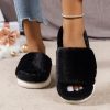 Cozy Fluffy Faux Furry Slippers Suitable for – Warm Soft House Shoes with Open-Toe Platform, Cushioned PVC Sole & Fuzzy Covering, Women Shoes