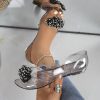 Ladies' New Style PVC Sandals with Rhinestone Beads and Open Toe | Korean Fashion Jelly Flat Heels, Slip-on Closure