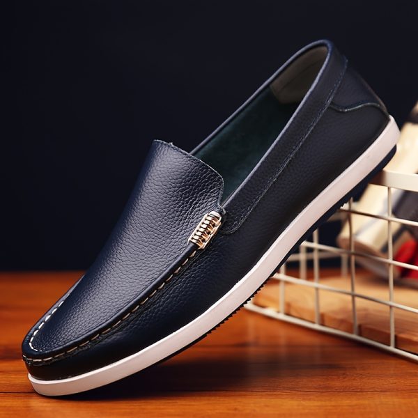 Autumn Men's Shoes, Genuine Breathable Soft Cowhide Slip-On Shoes, Korean Style Fashion Soft Sole Men's Casual Shoes