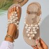 b1026d89-9ebd-4f38-b15a-d9b47bb9083e New Bohemian Flip-Flops for Women Featuring Pearls - Made from Soft Fabric with an Elastic Heel Design, Perfect for Outdoor Activities, Casual Outings, Vacations, And Beach Trips - an Ideal Surprise Gift for Birthday Celebrations, Sandals.
