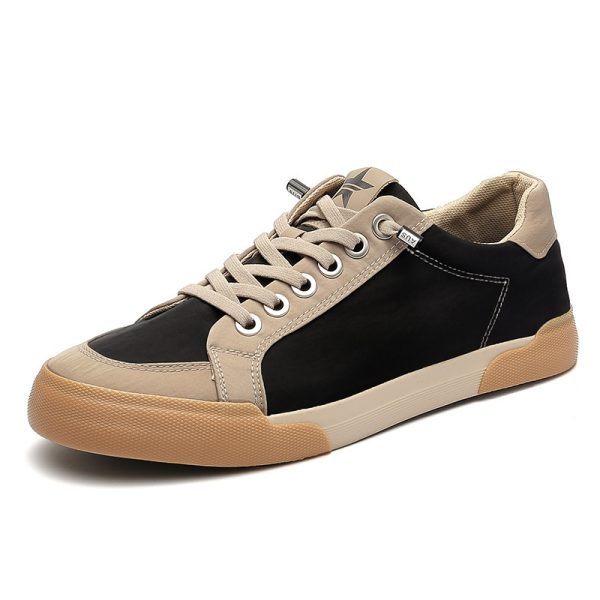 2026 Spring Fashion Men's Shoes Low-top Flat Lace-up Canvas Shoes Solid Color Niche Casual Shoes Men's Breathable Sneakers