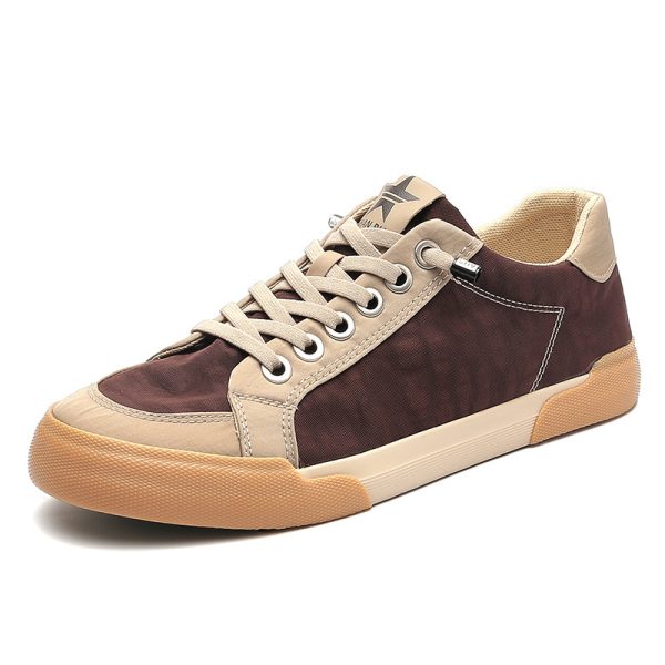 2026 Spring Fashion Men's Shoes Low-top Flat Lace-up Canvas Shoes Solid Color Niche Casual Shoes Men's Breathable Sneakers