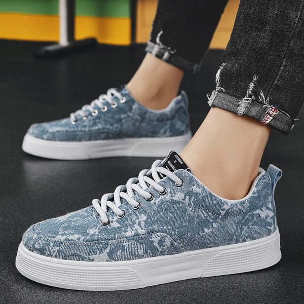 Men's Spring New Arrival Niche Canvas Casual Shoes for Middle School Students, Platform Sole Anti-Slip Sports Skate Shoes