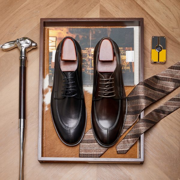 Handmade Men's Dress Shoes, Business Derby Shoes, Full-Grain Suit Shoes, All-Season Versatile Genuine Men's Shoes
