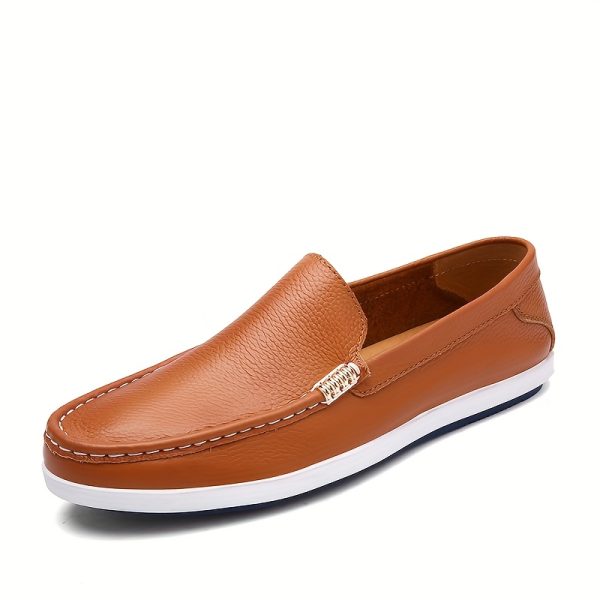 Autumn Men's Shoes, Genuine Breathable Soft Cowhide Slip-On Shoes, Korean Style Fashion Soft Sole Men's Casual Shoes