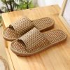 Woven Rattan Slippers for Men, Indoor Home Use, Couples, Thick Soft Sweat-Absorbing Breathable Cool Slippers for Men