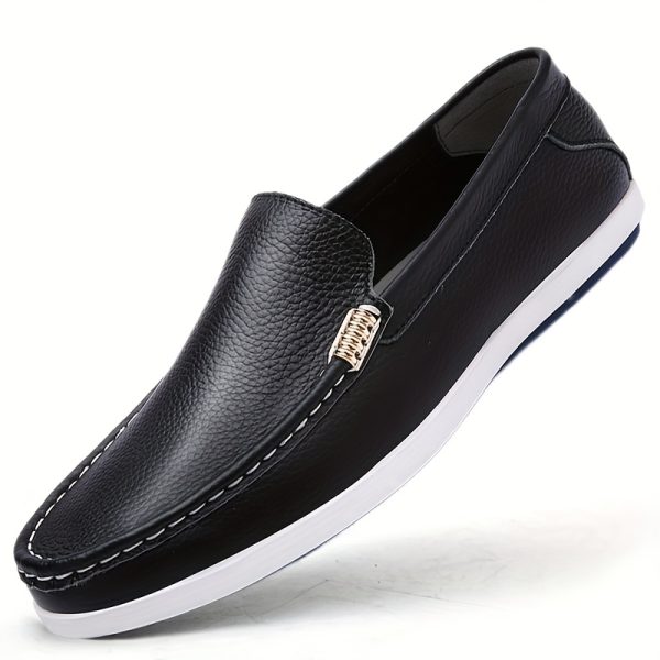 Autumn Men's Shoes, Genuine Breathable Soft Cowhide Slip-On Shoes, Korean Style Fashion Soft Sole Men's Casual Shoes