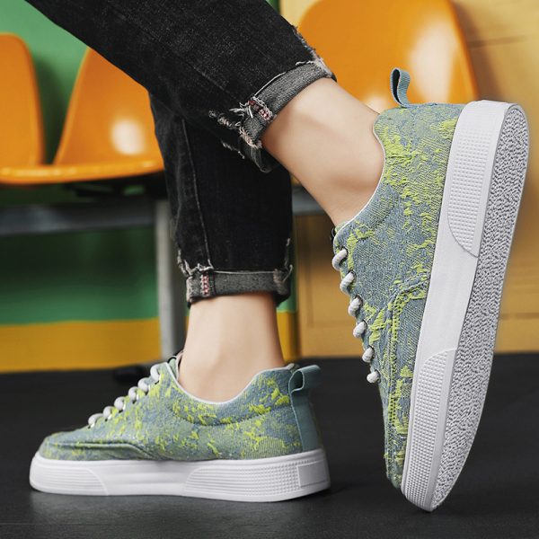 Men's Spring New Arrival Niche Canvas Casual Shoes for Middle School Students, Platform Sole Anti-Slip Sports Skate Shoes