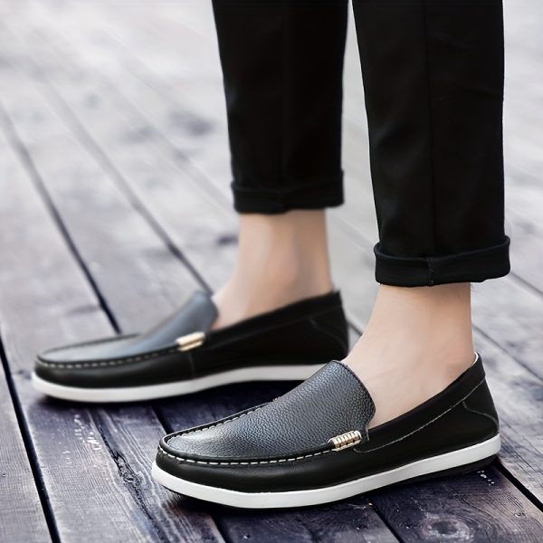 Autumn Men's Shoes, Genuine Breathable Soft Cowhide Slip-On Shoes, Korean Style Fashion Soft Sole Men's Casual Shoes