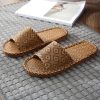 Woven Rattan Slippers for Men, Indoor Home Use, Couples, Thick Soft Sweat-Absorbing Breathable Cool Slippers for Men