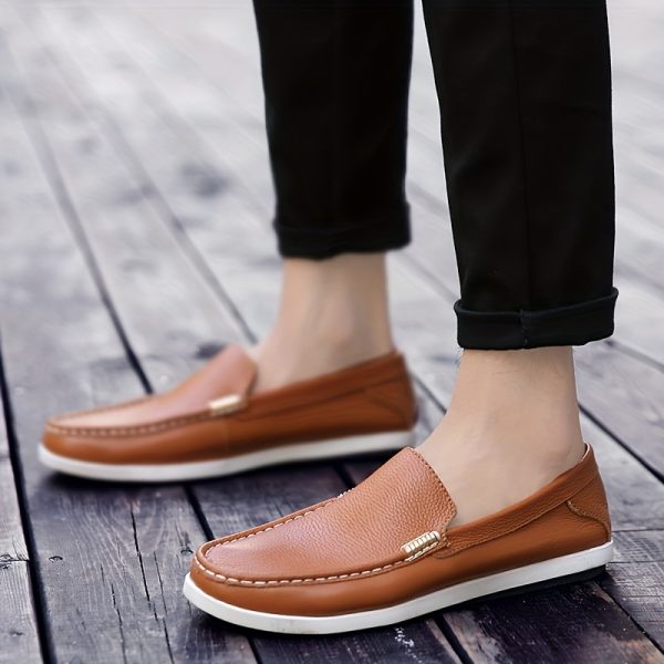 Autumn Men's Shoes, Genuine Breathable Soft Cowhide Slip-On Shoes, Korean Style Fashion Soft Sole Men's Casual Shoes