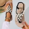 f942f921-f19f-4aaf-bbc1-e9865ab67445 New Bohemian Flip-Flops for Women Featuring Pearls - Made from Soft Fabric with an Elastic Heel Design, Perfect for Outdoor Activities, Casual Outings, Vacations, And Beach Trips - an Ideal Surprise Gift for Birthday Celebrations, Sandals.