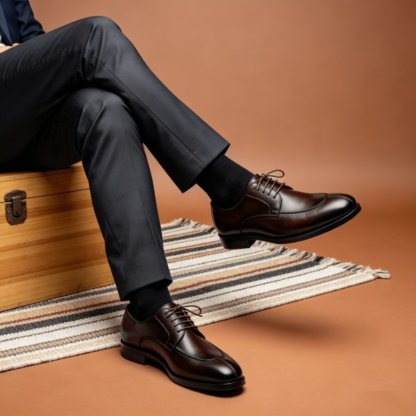 Handmade Men's Dress Shoes, Business Derby Shoes, Full-Grain Suit Shoes, All-Season Versatile Genuine Men's Shoes